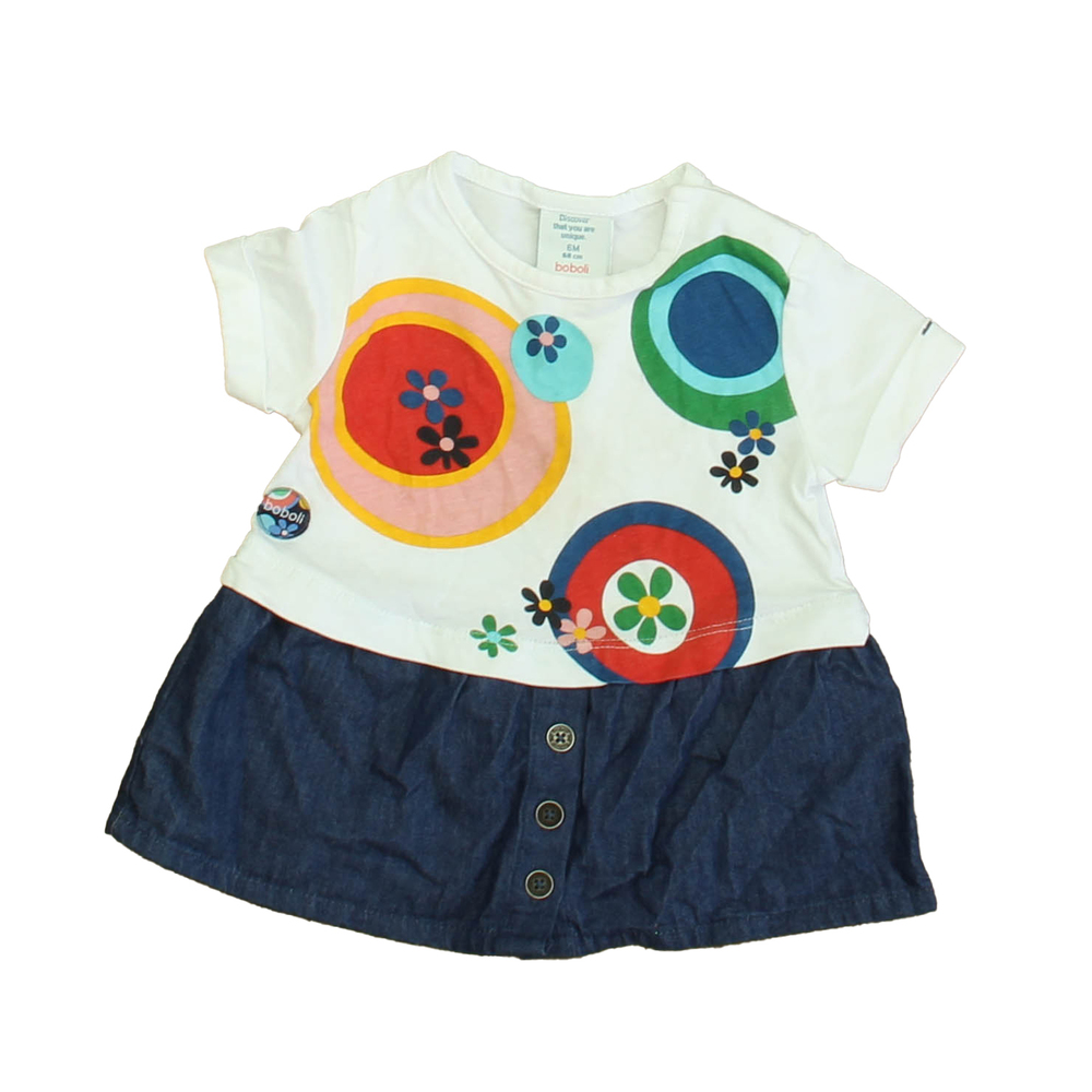 Boboli Girls White | Red | Blue Dress size: 6 Months
